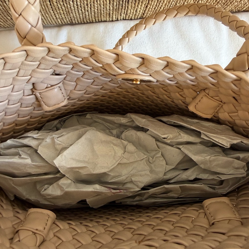 Moda Luxe Woven Leather Tote in Beige - Picture 4 of 4